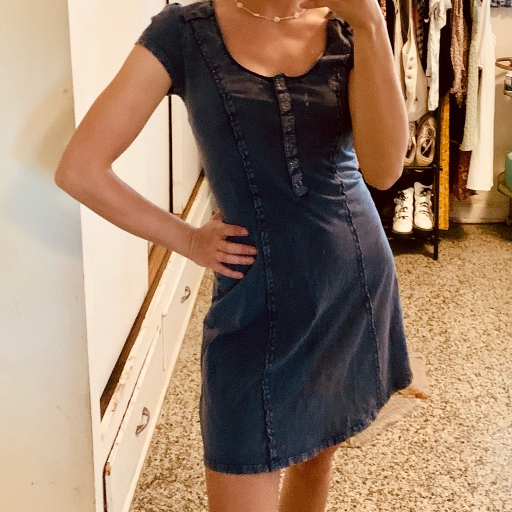 BDG denim mini button up dress stretchy